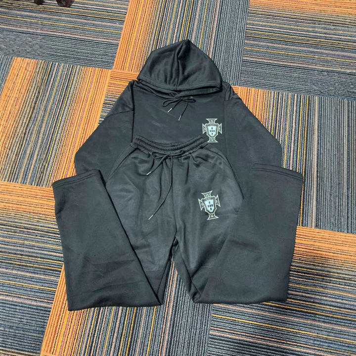 Unisex nan zweiteiliges Lounge-Set aus schwerer Baumwollmischung mit Kapuze und elastischem Bundhose Echo Archiv