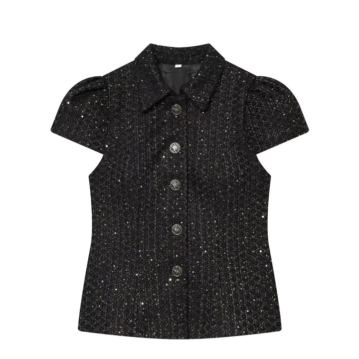 Damen elegante Bluse mit strukturiertem Gewebe und dekorativen Knöpfen Echo Archiv