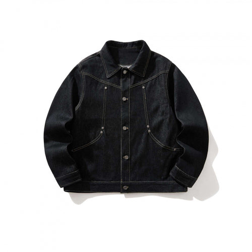 Herren Kurz geschnittener Denim-Workerblouson mit kastiger Silhouette, Kontrastnähten und Rundtaschen Echo Archiv