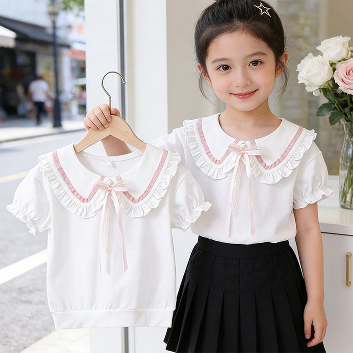 Mädchen Bluse mit Rüschendetails und dekorativem Kragen Echo Archiv