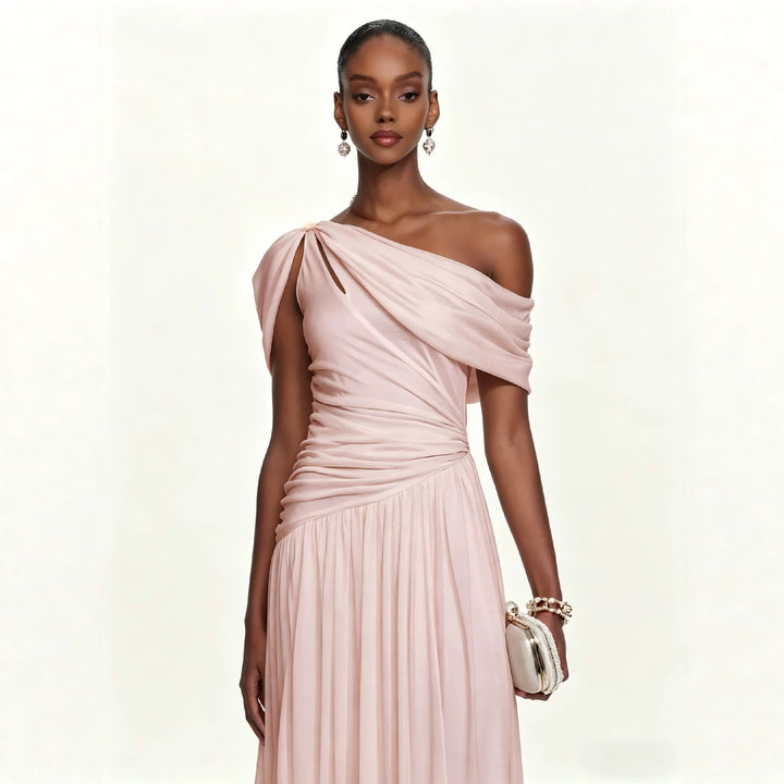 Damen Elegantes One-Shoulder Maxikleid mit fließendem Schnitt Echo Archiv