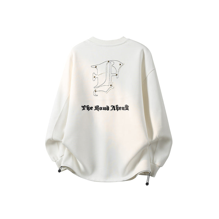 Damen Oversize-Sweatshirt mit gesticktem Schriftzug, abgerundetem Saum & überschnittener Schulter Echoarchiv