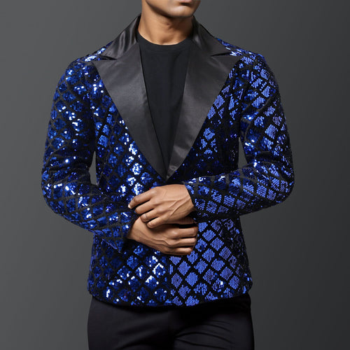 Herren eleganter Paillettenblazer mit satinierter Revers Echoarchiv