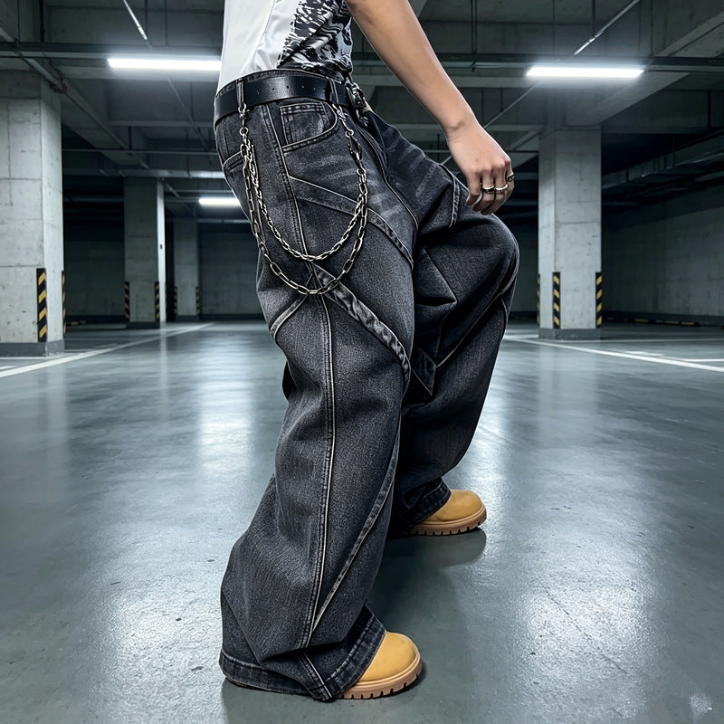 Damen Modische Baggy-Jeans mit einzigartigen Nähte Echoarchiv