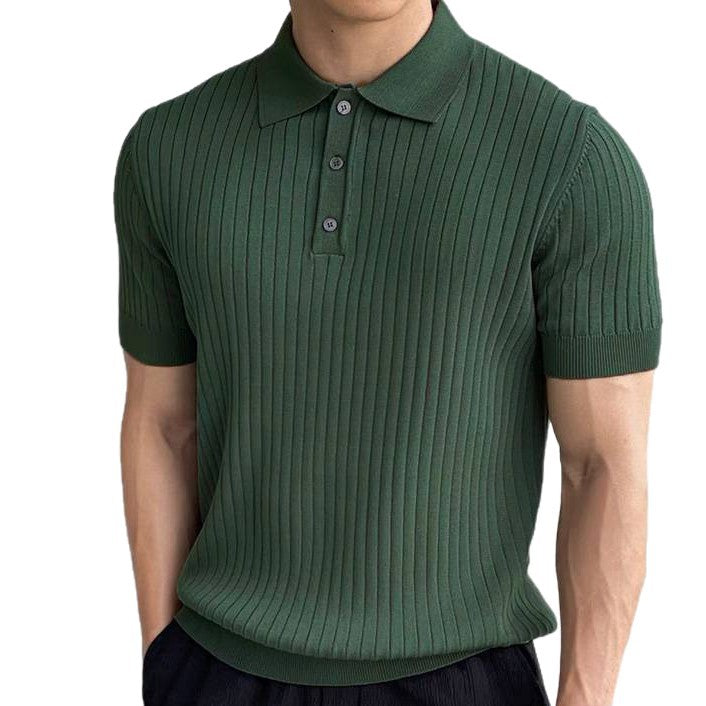 Herren Elegantes Kurzarm-Strickpoloshirt mit Rippstruktur Echo Archiv