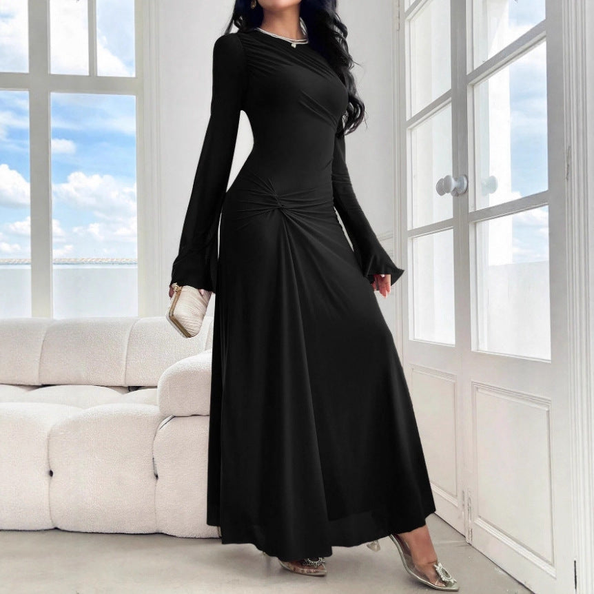 Damen Maxikleid mit geraffter Taillenpartie und Glockenärmeln Echo Archiv