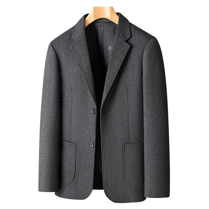 Herren Smart-Casual Wollmix-Sakko im Mantelstil mit aufgesetzten Taschen – Tianoro