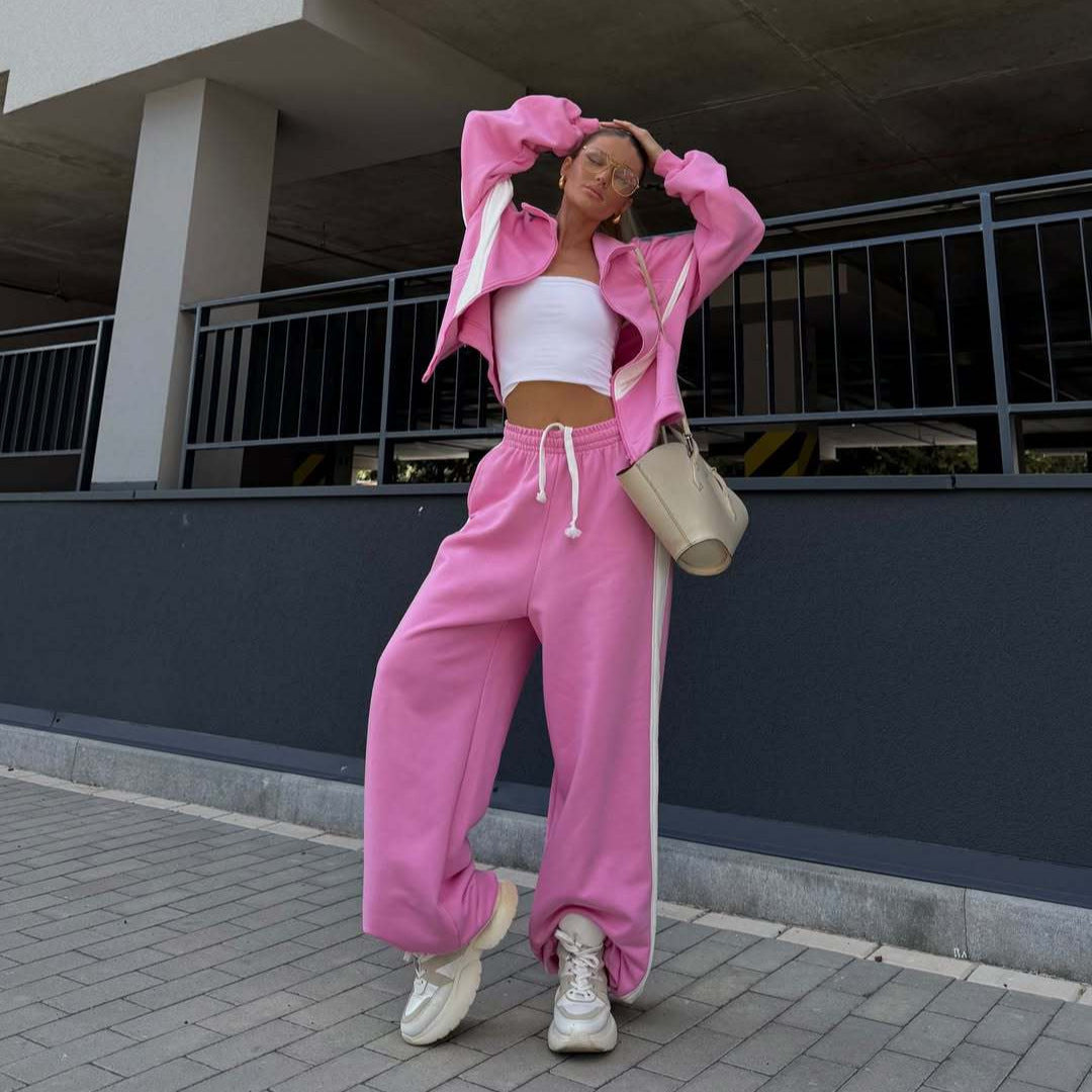 Damen leichte Oversize-Windbreakerjacke mit Kontrastpanelen, Tunnelzugbund und elastischen Bündchen – Célinea