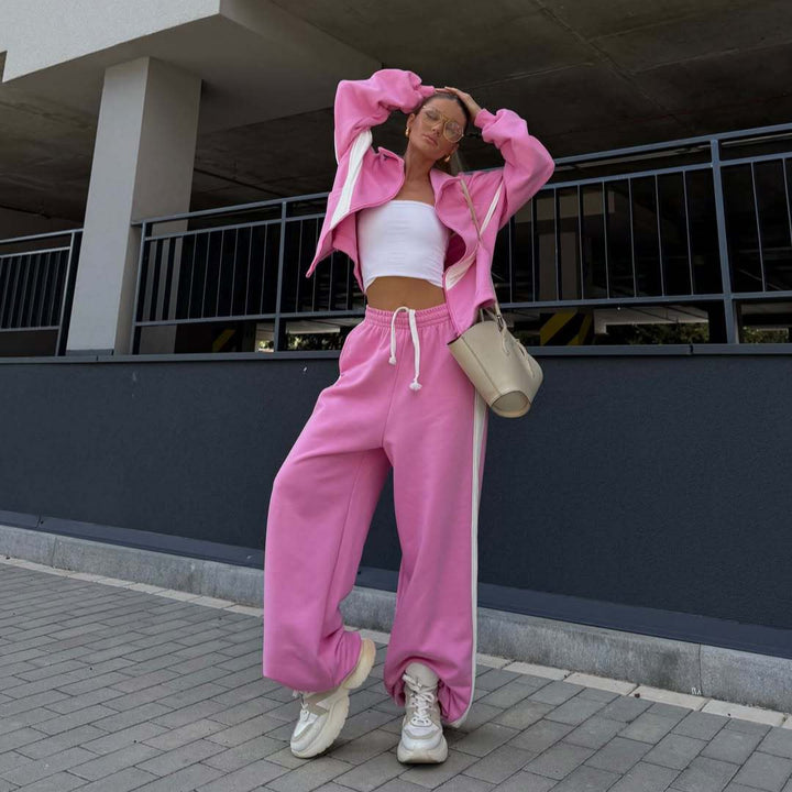 Damen leichte Oversize-Windbreakerjacke mit Kontrastpanelen, Tunnelzugbund und elastischen Bündchen – Célinea