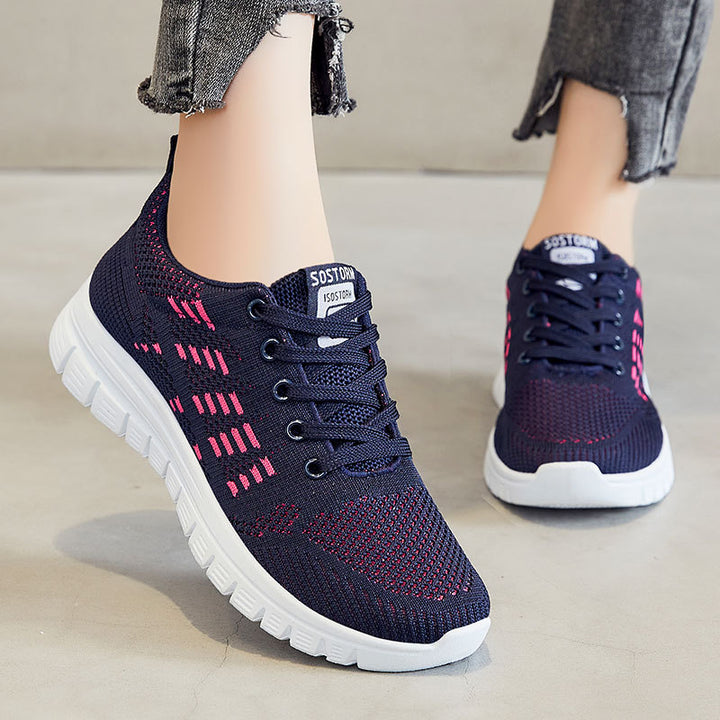 Damen nan flexible Strick-Fit-Sneaker mit elastischem Sockenschuh, dämpfender Waben-EVA-Zwischensohle und Zuglasche Echo Archiv