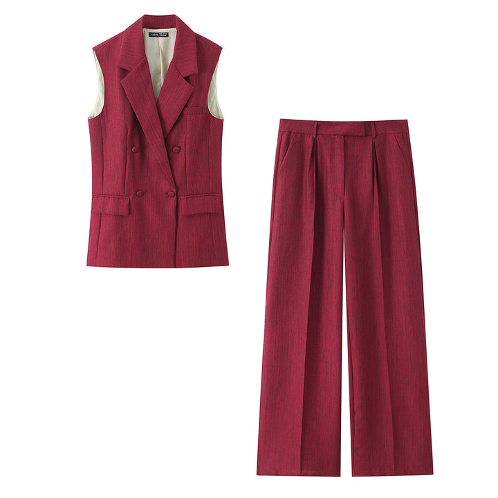 Damen Zweiteiliges Anzug-Outfit mit ärmelloser Weste und locker sitzenden Hose Echo Archiv