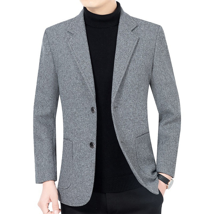 Herren Strukturierter Strickblazer mit Reverskragen und aufgesetzten Taschen – Tianoro