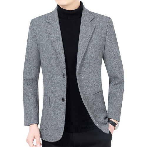 Herren Strukturierter Strickblazer mit Reverskragen und aufgesetzten Taschen – Tianoro