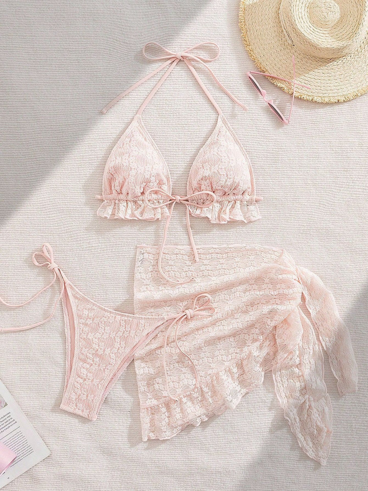 Damen Bikini-Set mit raffinierten Rüschendetails und elegantem Wickelrock Echo Archiv