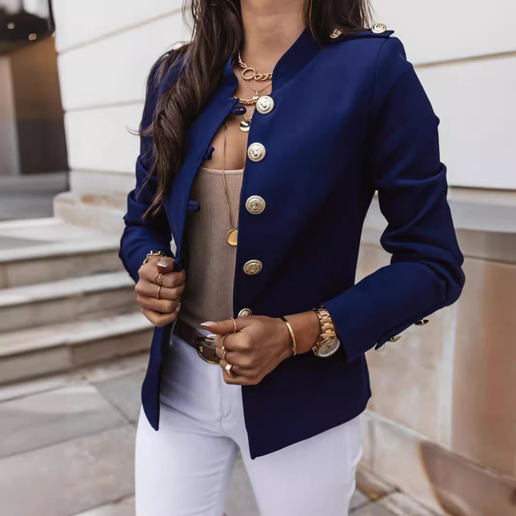 Damen nan militärischer Blazer mit Stehkragen und dekorativen Goldknöpfen Echo Archiv