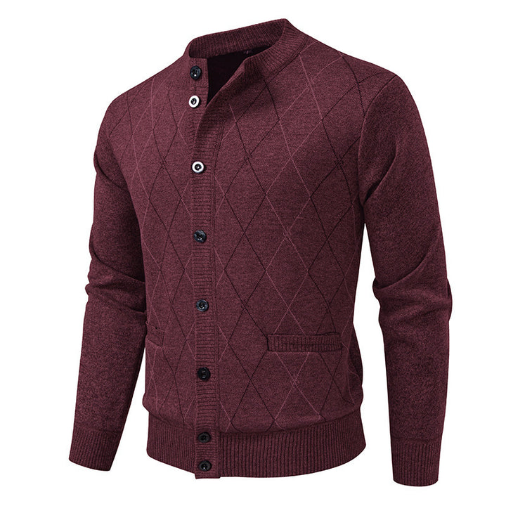 Herren Strickjacke mit modernen Rautenmustern und praktischen Taschen Echoarchiv