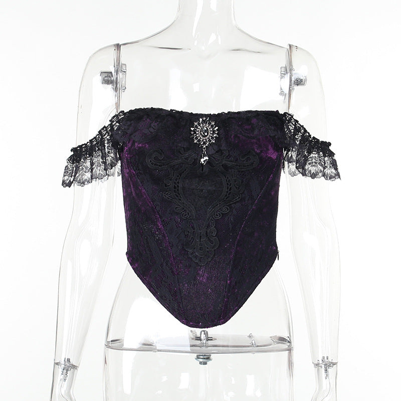Damen figurbetonte Bluse mit Rüschendetails und Schnürung Echo Archiv