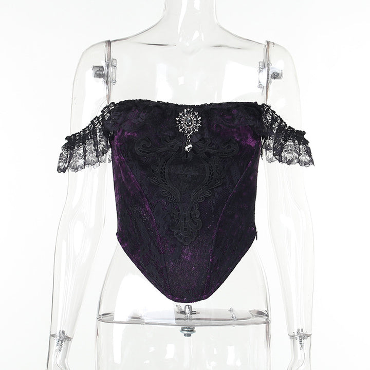 Damen figurbetonte Bluse mit Rüschendetails und Schnürung Echo Archiv
