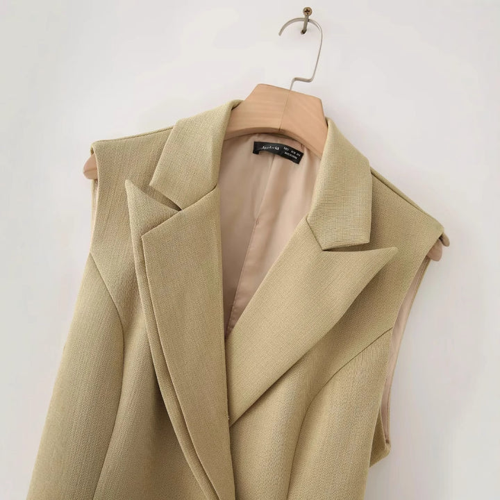 Damen nan taillierte Longblazer-Weste mit Reverskragen und Pattentaschen Echo Archiv