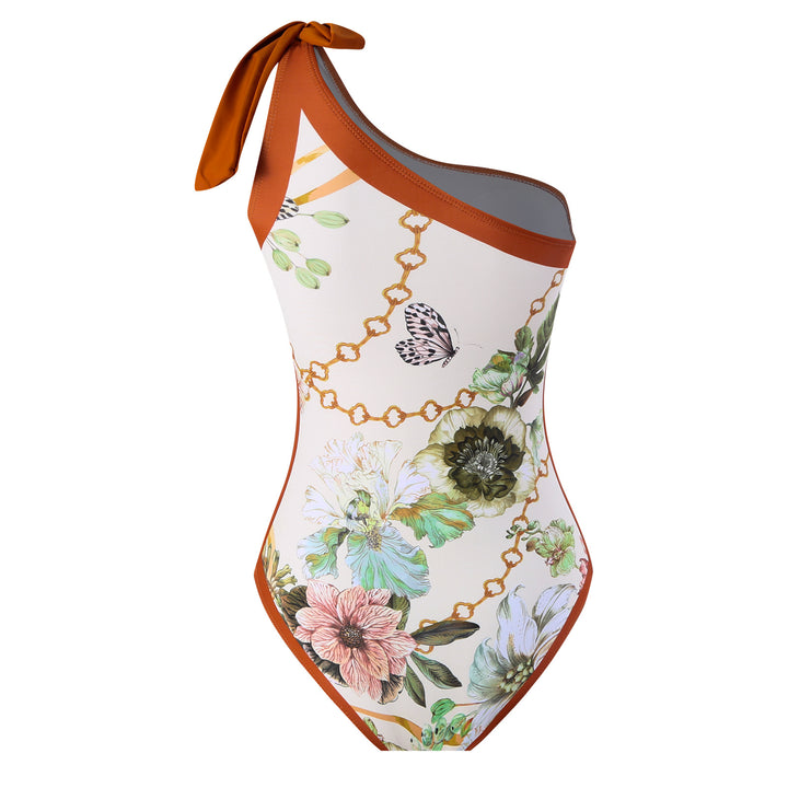 Damen Einteiler Badeanzug mit asymmetrischem Schnitt und elegantem Wickelrock Echo Archiv