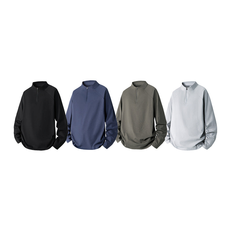 Herren Minimalistisches Halbzip-Sweatshirt mit technischem Jersey und verlängertem Saum Echo Archiv