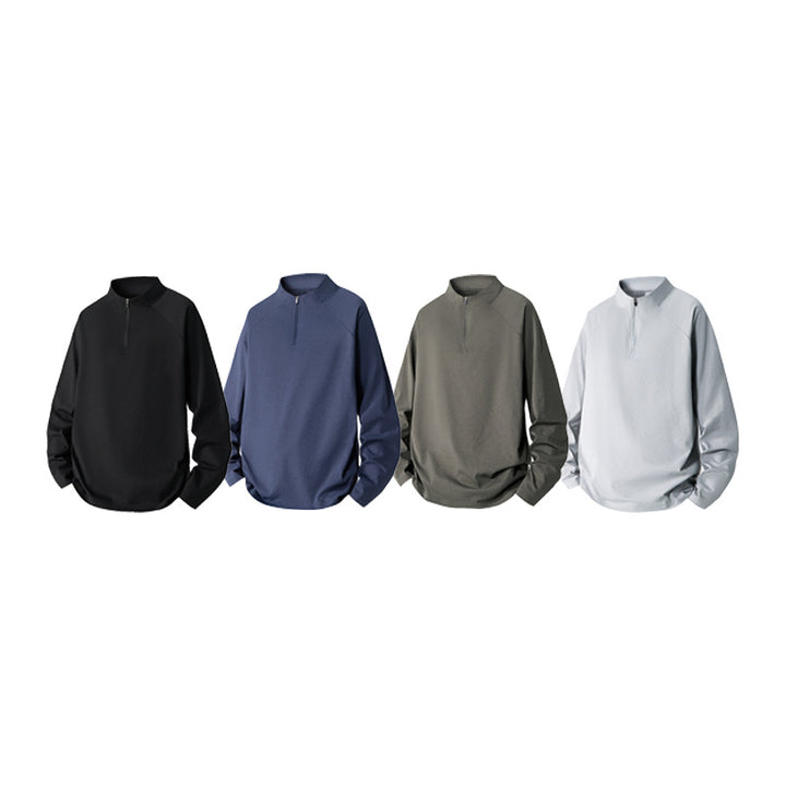 Herren Minimalistisches Halbzip-Sweatshirt mit technischem Jersey und verlängertem Saum Echo Archiv