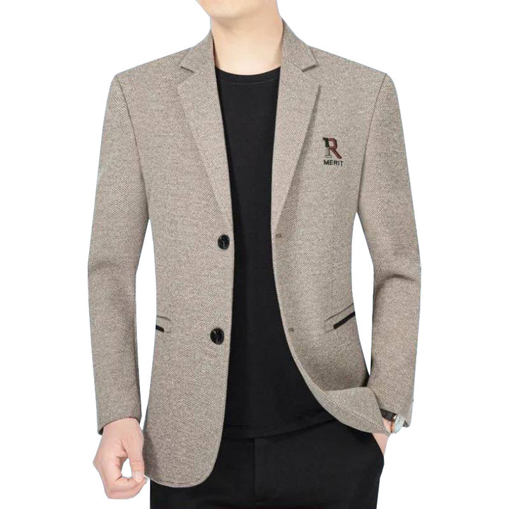 Herren Slim-Fit Sakko mit dezentem Logo und Strukturgewebe – Tianoro