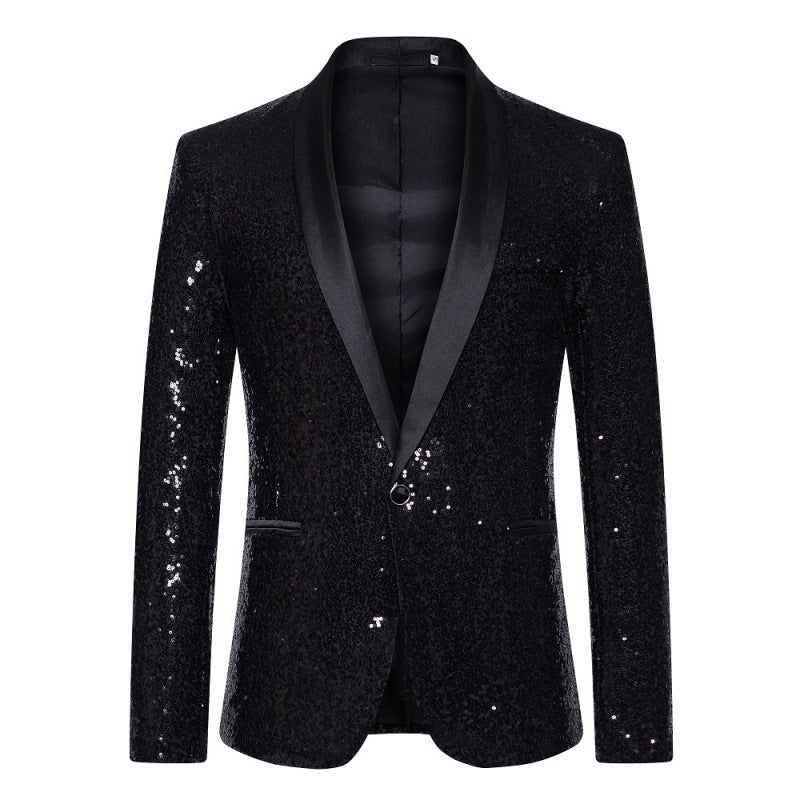 Herren Pailletten-Blazer mit Schalkragen – Tianoro