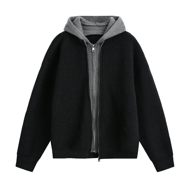 Damen Kapuzen-Strickjacke mit Reißverschluss und geripptem Oversize-Schnitt Echo Archiv