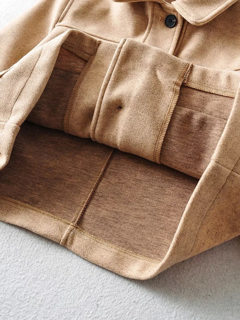 Damen Kurze Wollmix-Übergangsjacke mit aufgesetzten Pattentaschen Echo Archiv