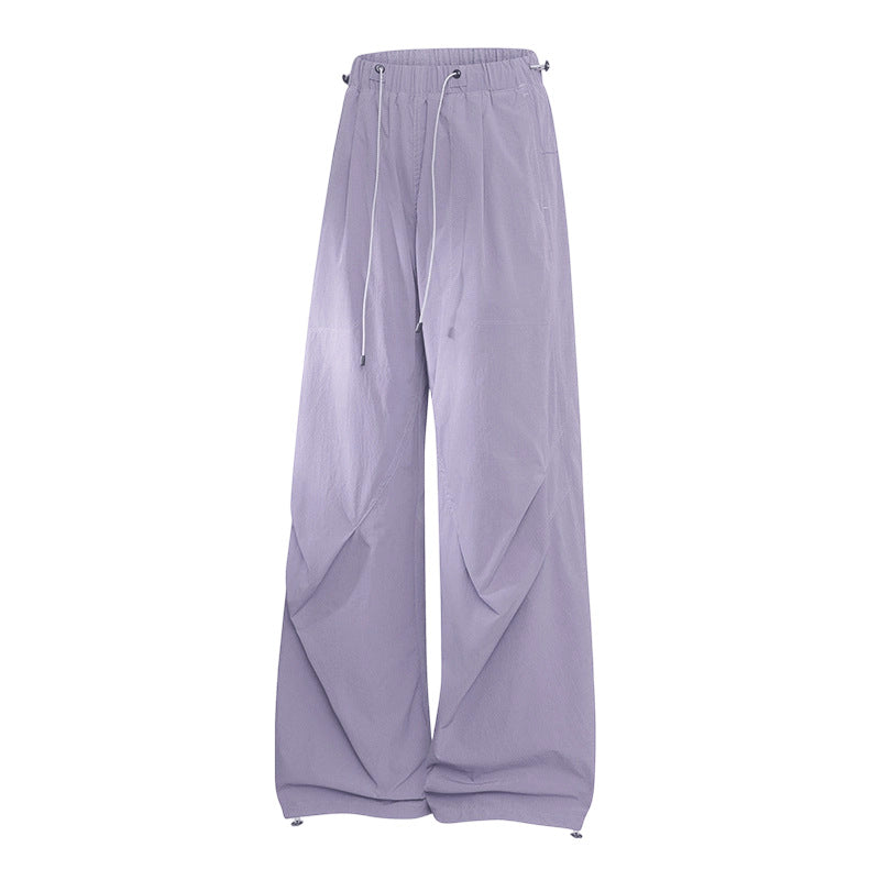 Damen Weite Palazzo-Hose mit Tunnelzugbund, drapierten Falten & verstellbarem Saum Echoarchiv