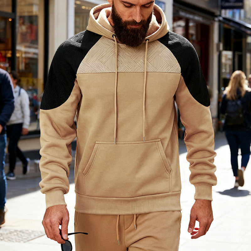 Herren sportlicher Kapuzenpullover mit strukturierten Ärmelpanels Echoarchiv