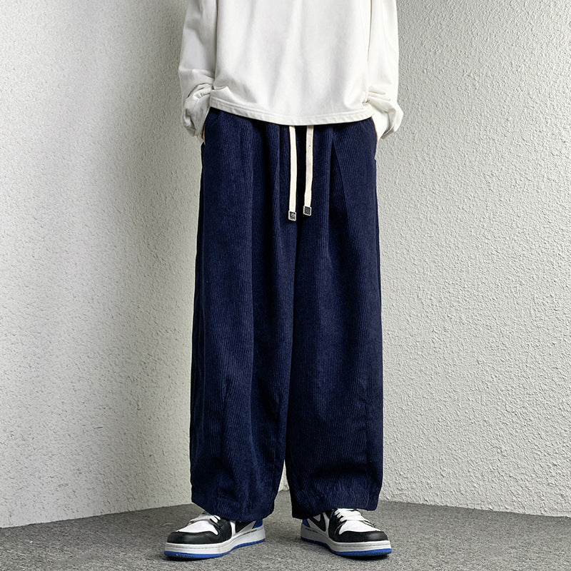 Unisex Extraweit geschnittene Cord-Loungehose mit Tunnelzug und elastischen Bündchen Echo Archiv
