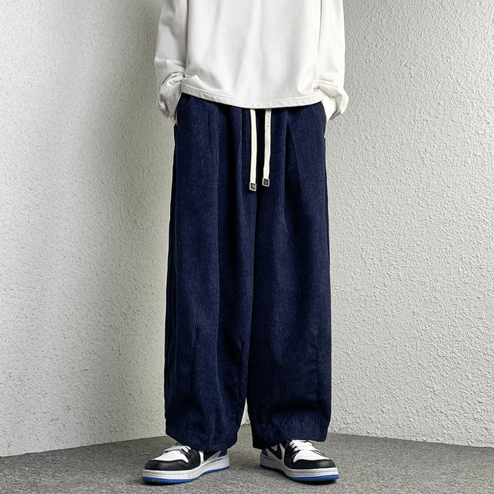 Unisex Extraweit geschnittene Cord-Loungehose mit Tunnelzug und elastischen Bündchen Echo Archiv