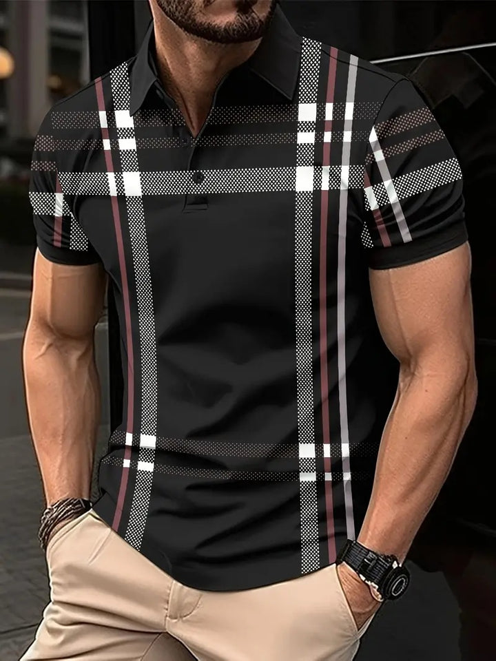 Herren modisches Polohemd mit auffälligem Karodesign Echoarchiv