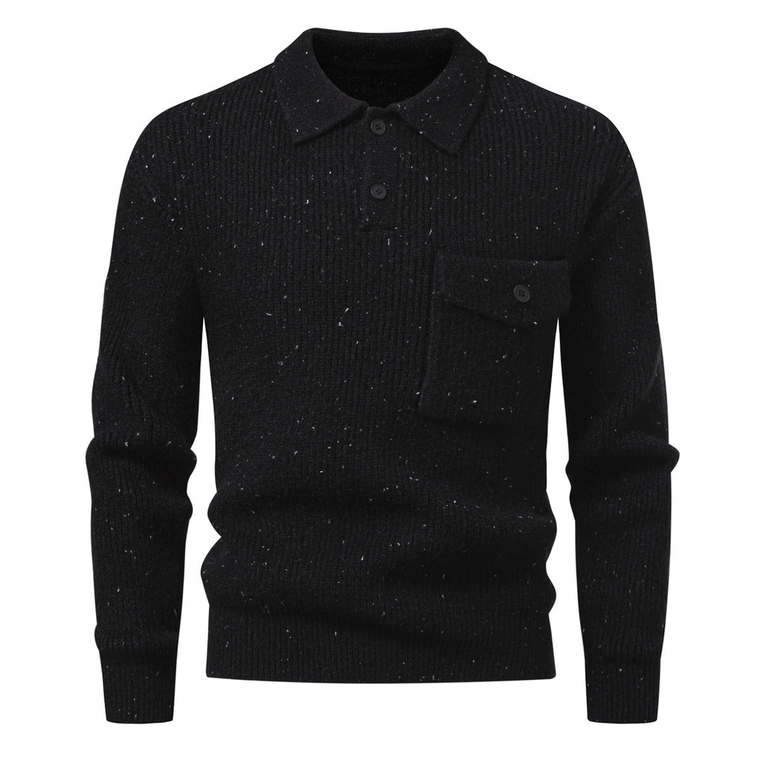 Herren Polokragen-Pullover aus Rippenstrick mit aufgesetzter Brusttasche Echo Archiv