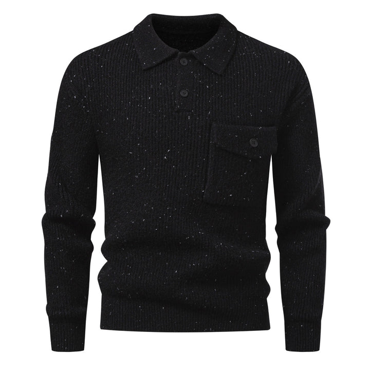 Herren Polokragen-Pullover aus Rippenstrick mit aufgesetzter Brusttasche Echo Archiv