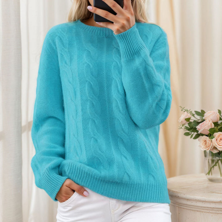 Damen nan kuscheliger Zopfstrickpullover mit Rundhalsausschnitt Echo Archiv