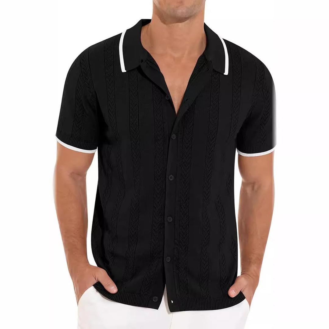 Herren Kurzarmpoloshirt mit strukturiertem Design Echoarchiv