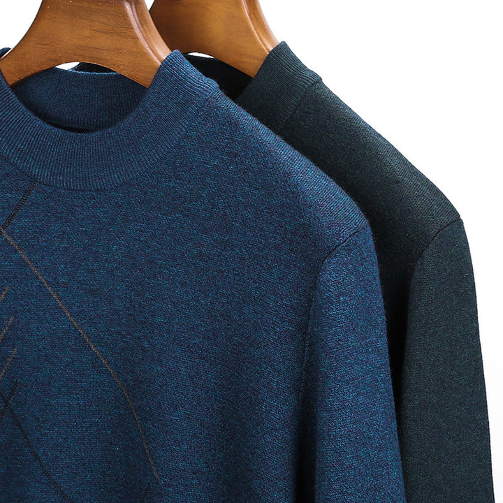 Herren feiner Rollkragenpullover mit modernem Karomuster Echoarchiv
