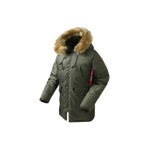 Herren langer Thermo-Parka mit Kapuze und abnehmbarem Kunstfellbesatz Echo Archiv