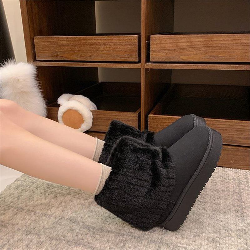 Damen Warme Kurzboots mit Kunstfellmanschette und Plateau-Sohle – Varelle
