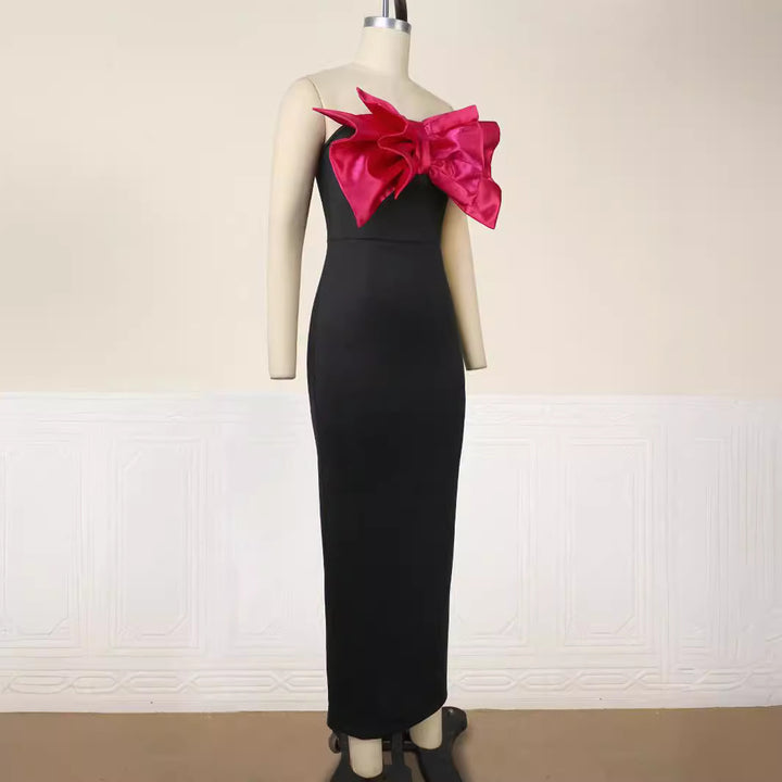 Damen Elegantes Maxikleid mit übergroßem Schleifen-Design Echo Archiv