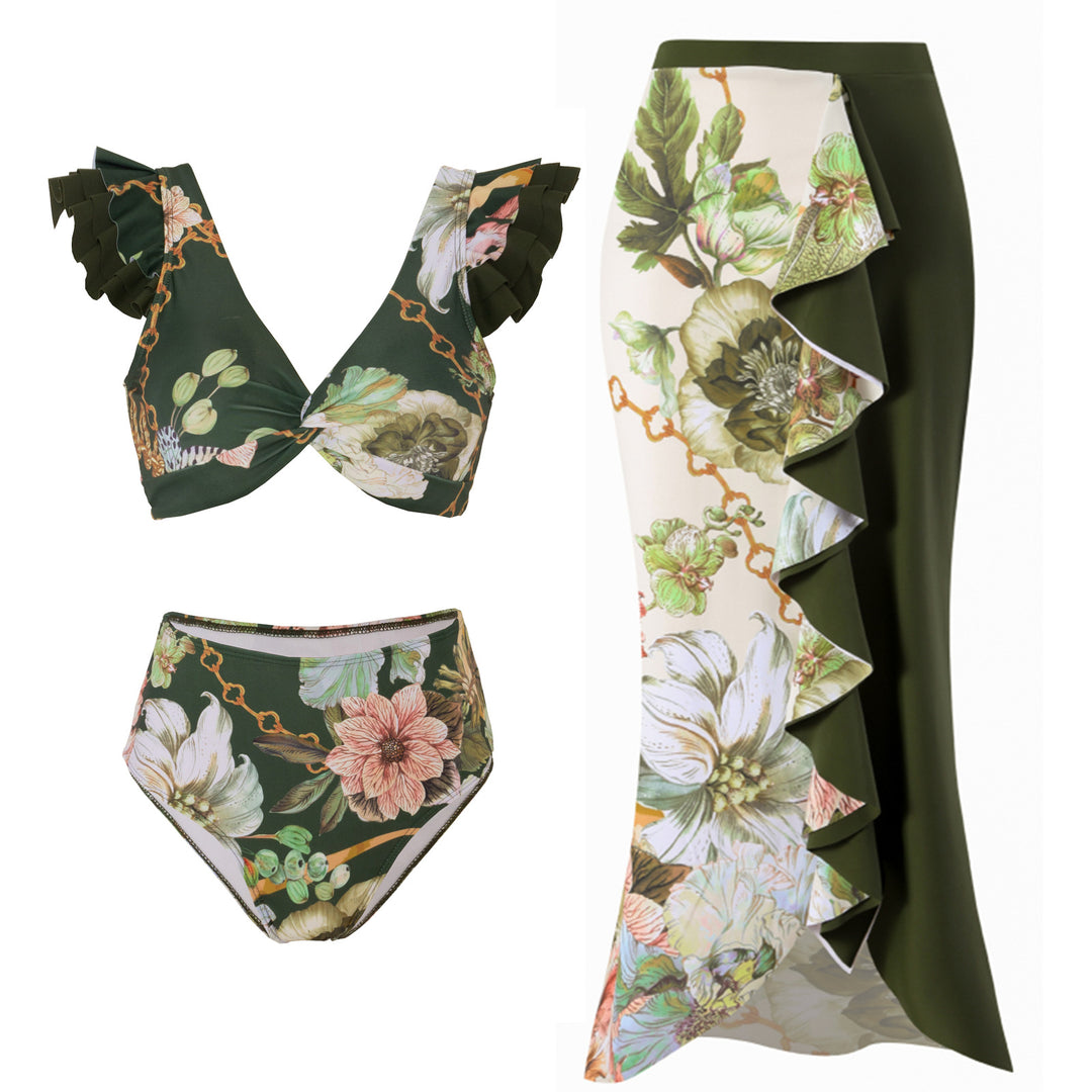 Damen Bikini-Set mit charmantem Rüschendesign und eleganter Strandumhüllung Echo Archiv