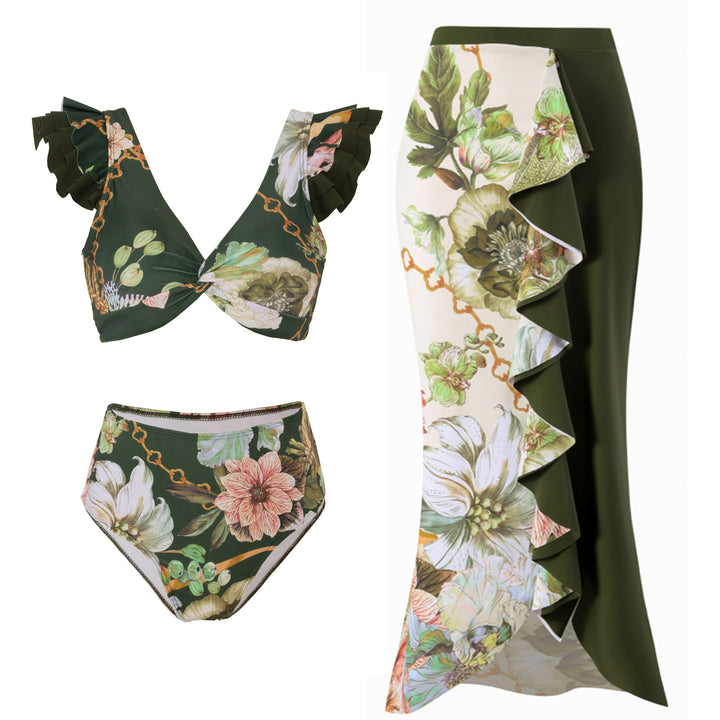Damen Bikini-Set mit charmantem Rüschendesign und eleganter Strandumhüllung Echo Archiv