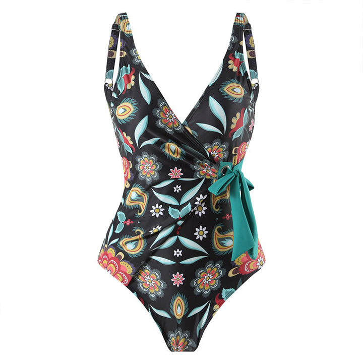 Damen Einteiler Badeanzug mit floralem Wickelrock Echo Archiv