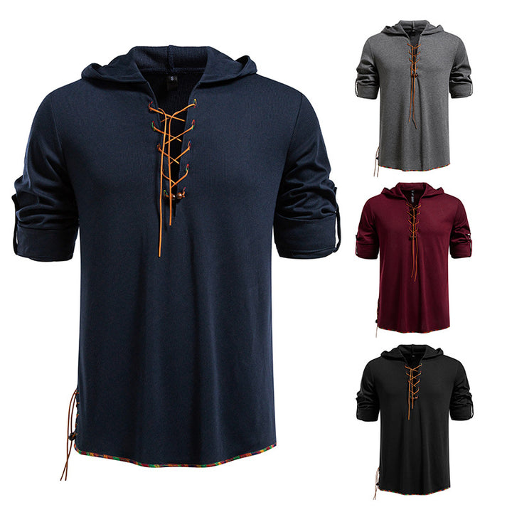 Herren lässiges Hoodie mit dekorativer Schnürung Echoarchiv