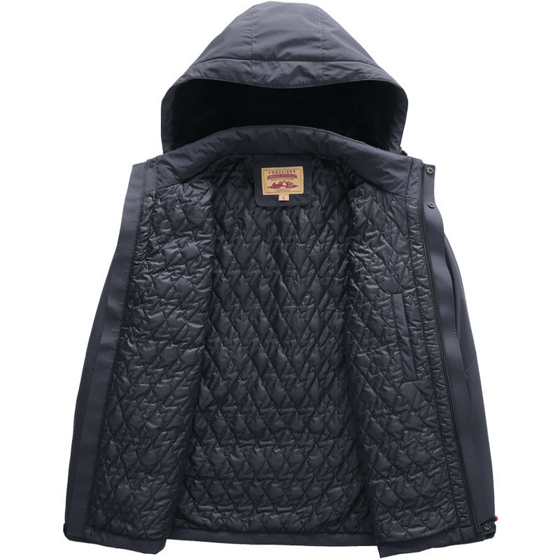Herren wasserabweisende gesteppte Thermojacke mit verstellbarer Kapuze und winddichter Membran Echo Archiv