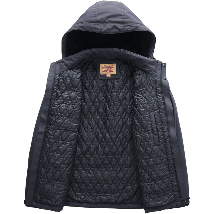 Herren wasserabweisende gesteppte Thermojacke mit verstellbarer Kapuze und winddichter Membran Echo Archiv