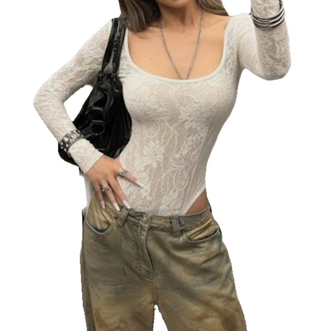 Damen Elegantes Spitzenshirt mit langen Ärmeln und romantischen Details Echo Archiv